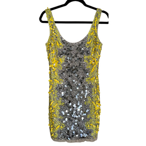 Gianni Bini Claudia Metallic Yellow Dress
